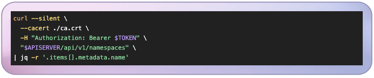 Silent authentication and listing namespaces using the token from Step 1.