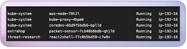 Pod enumeration output.