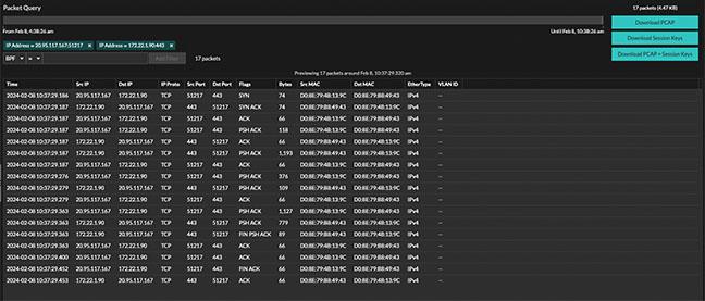 ExtraHop RevealX product UI - How many tools do you need for packet storage and analysis?