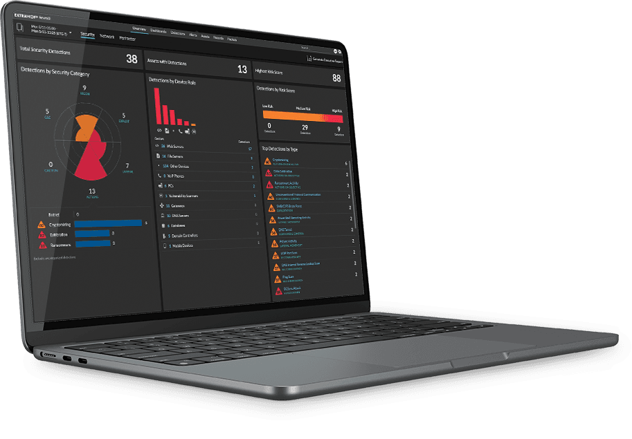 Laptop displaying ExtraHop product UI