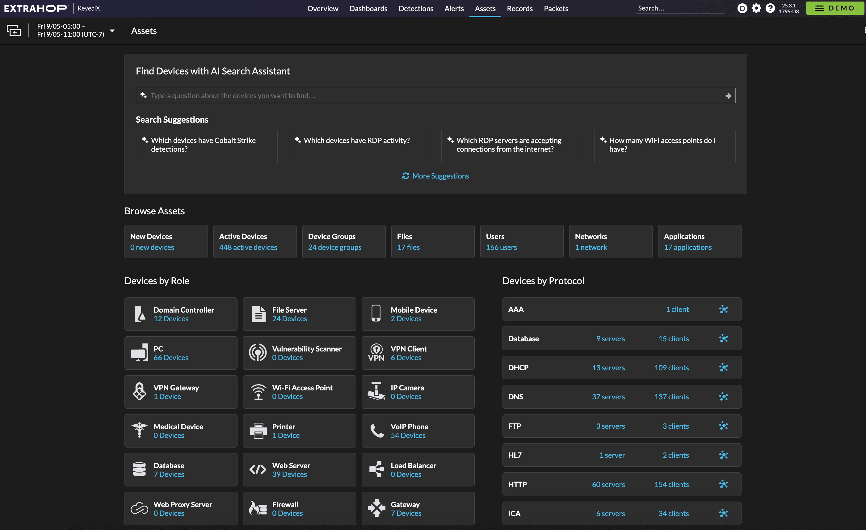 visual of the frontend of ExtraHop